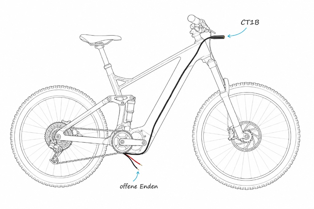 Kabelführung an Shimano STEPS: offene Enden am Antrieb, CT1B am Lenker